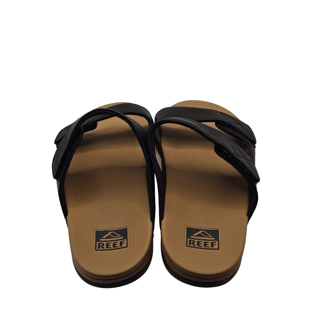 Reef Cushion Tradewind SL Slide Sandals 12 Black Tan Adjustable Beach Gorpcore